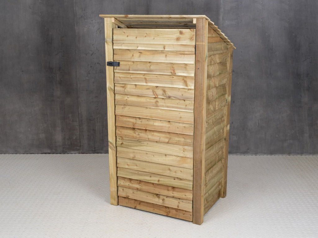 Wooden Garden Tool Storage with Shelf (Roof Sloping Back) W-99cm, H-126cm or 180cm, D-88cm