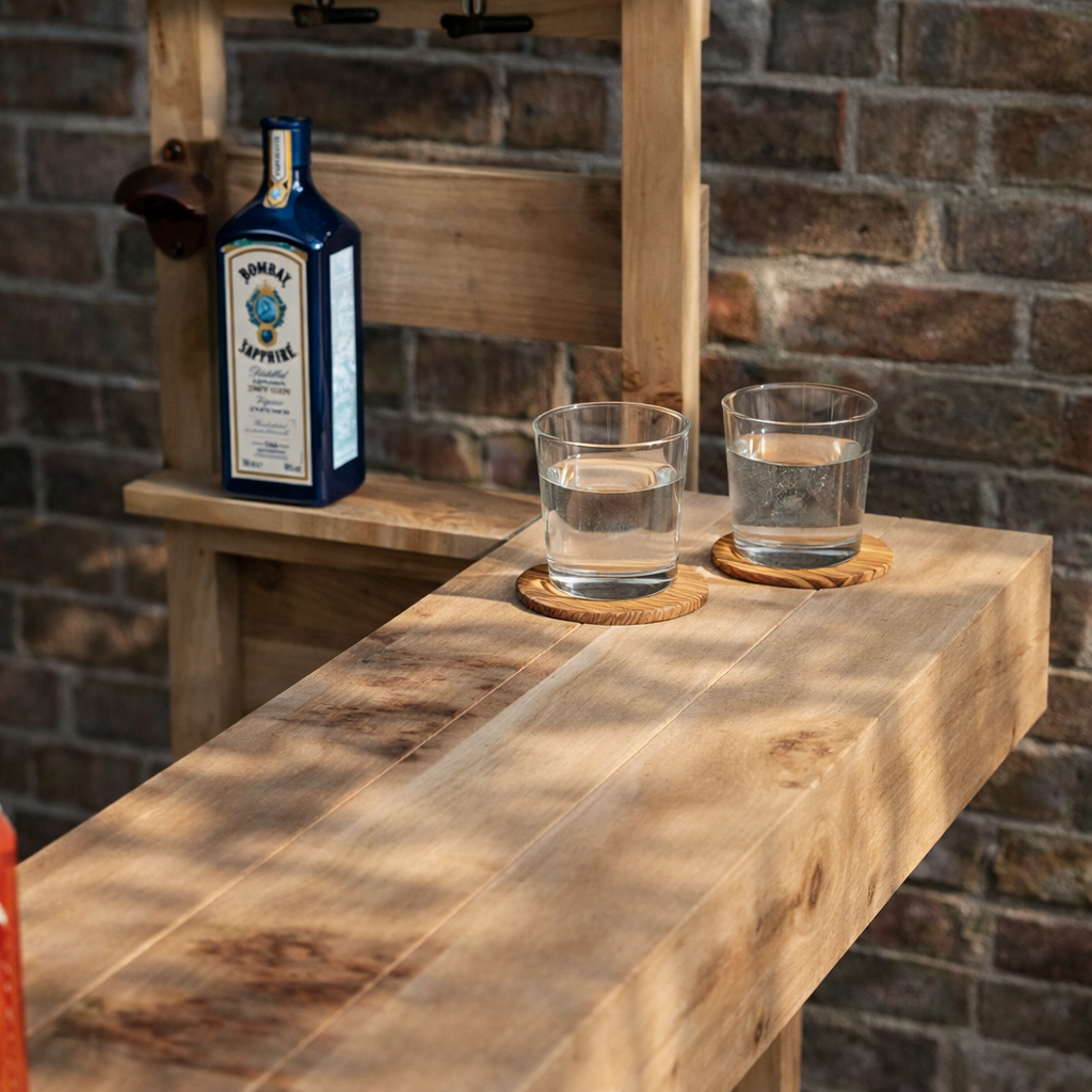 Large Rustic Wooden Garden Bar with Roof