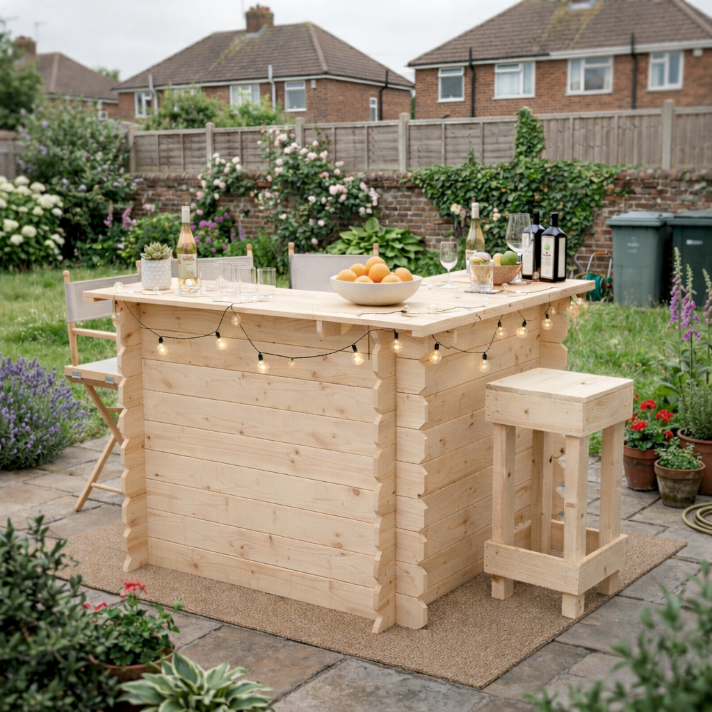 Wooden Interlock Corner Garden Bar