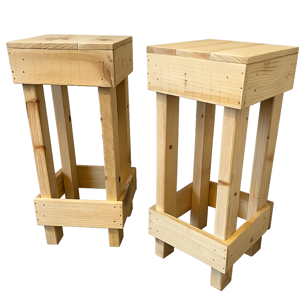 Rustic Wooden Bar + Bar Stools + Shelving Unit