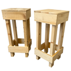 Rustic Wooden Bar + Bar Stools + Shelving Unit